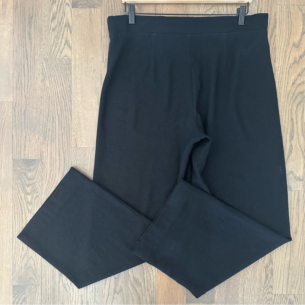 SOLD Eileen Fisher 100% Wool Boucle Knit High Waist Straight Leg Pant Black M - Picture 9 of 9